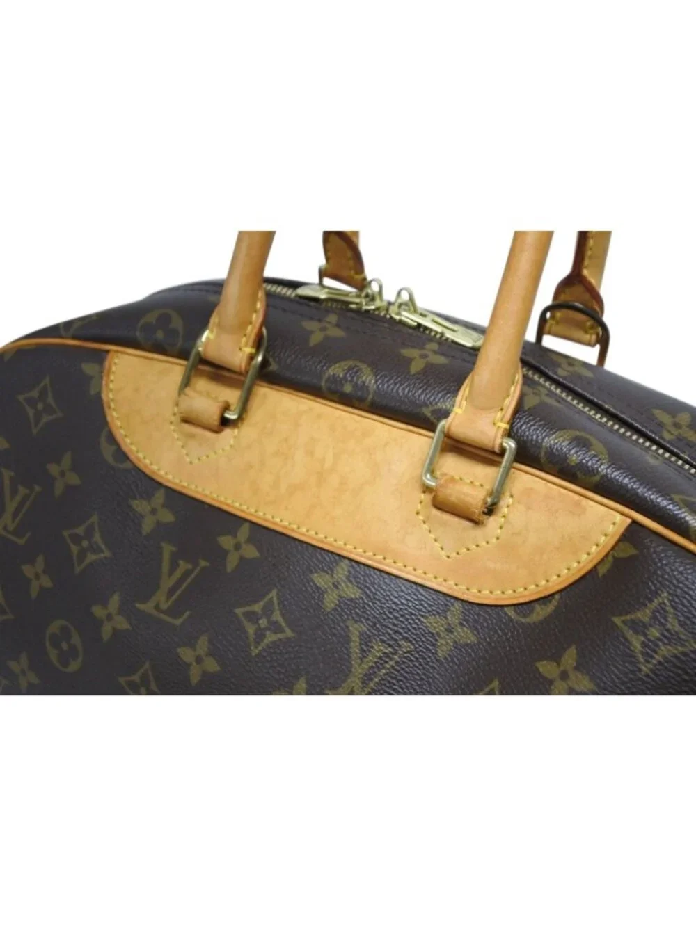 Louis Vuitton Monogram Deauville Handbag Brown Logo Bag